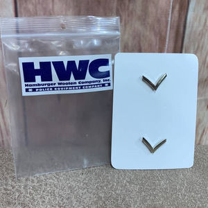 New HWC Police Equipment Nickel Private Security Chevron Guard Pin Pair